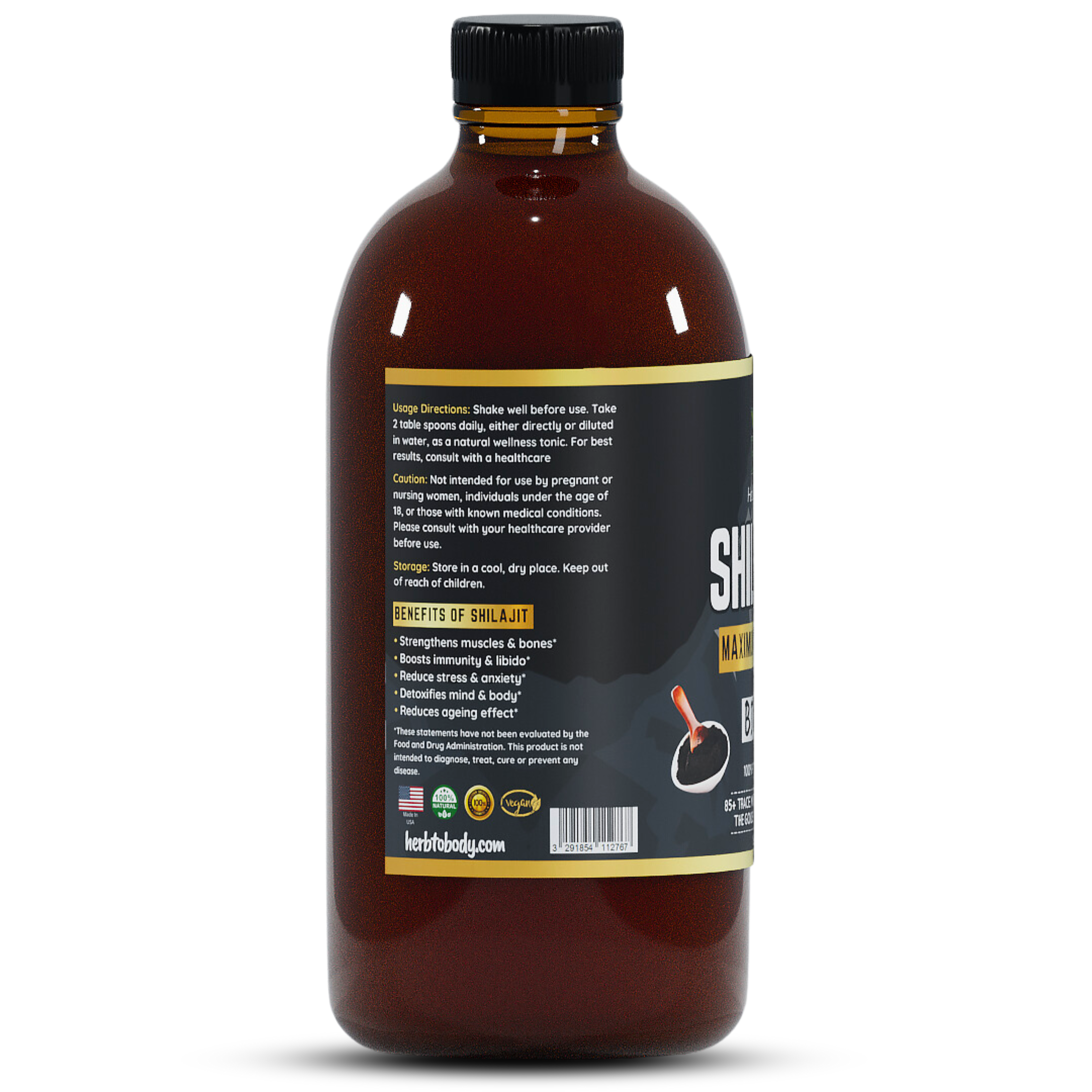 Shilajit Bitter 16oz | Himalayan Wildcrafted Herbal Tonic