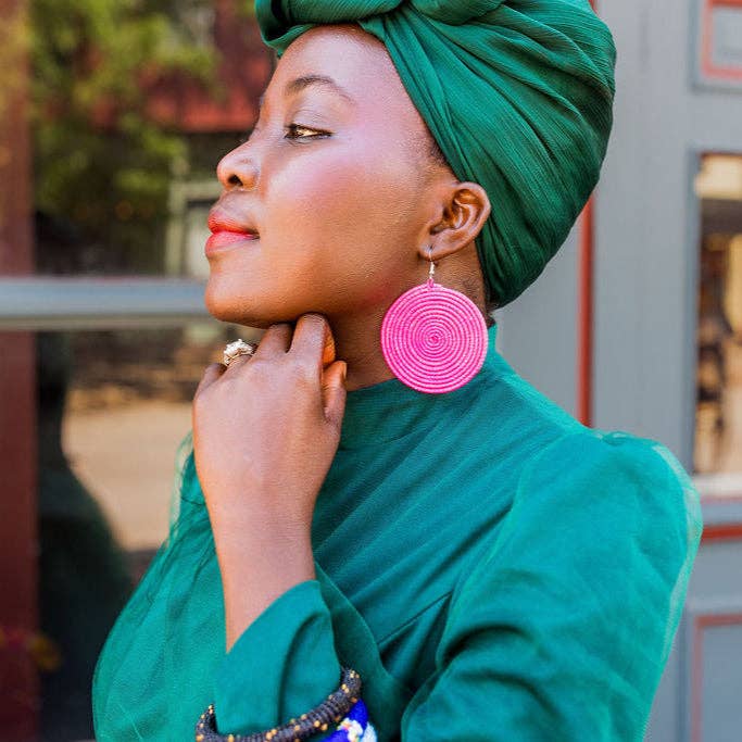 Bright Fair Trade Raffia Woven Earrings, Set of 12