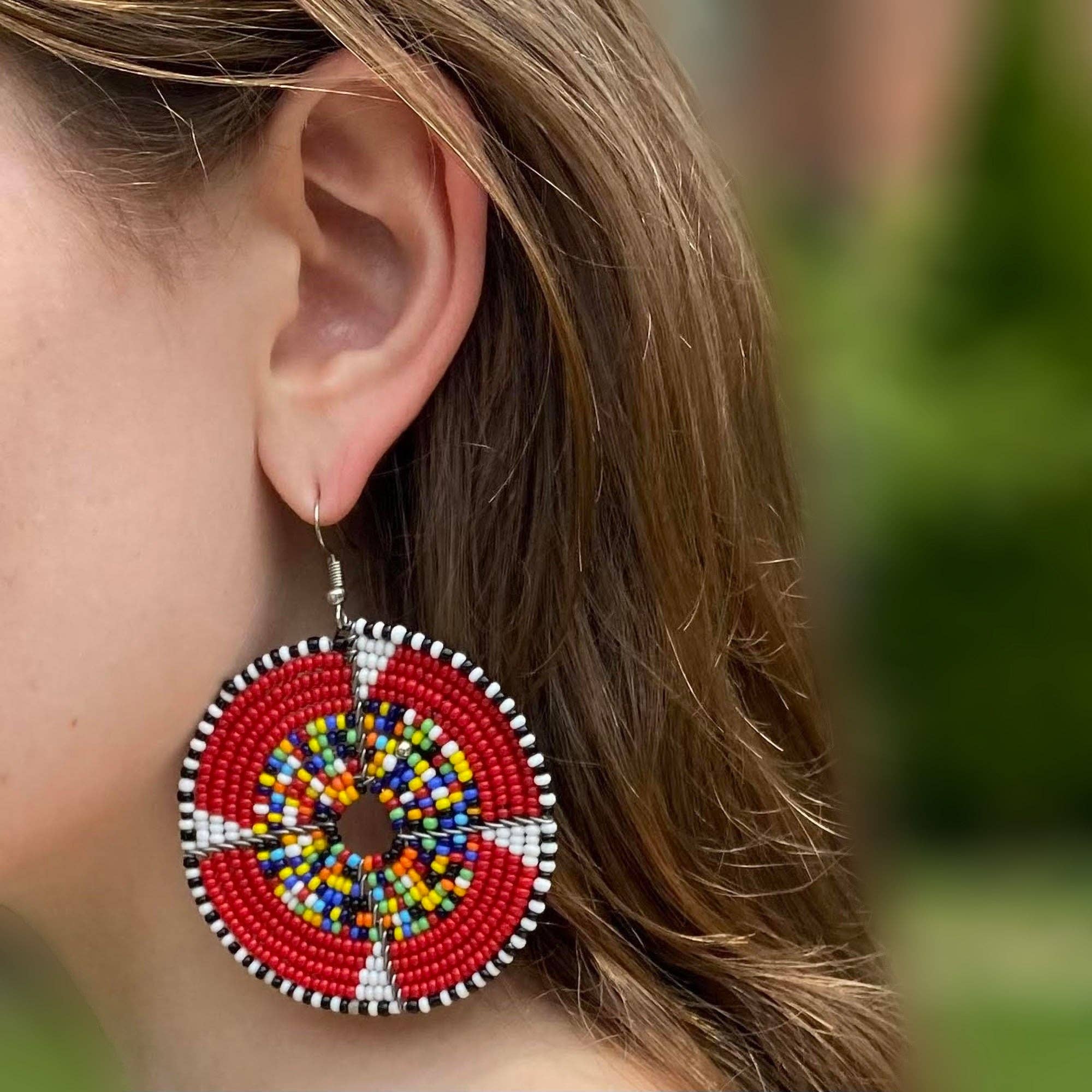 Maasai Bead Multicolor Circle Earrings