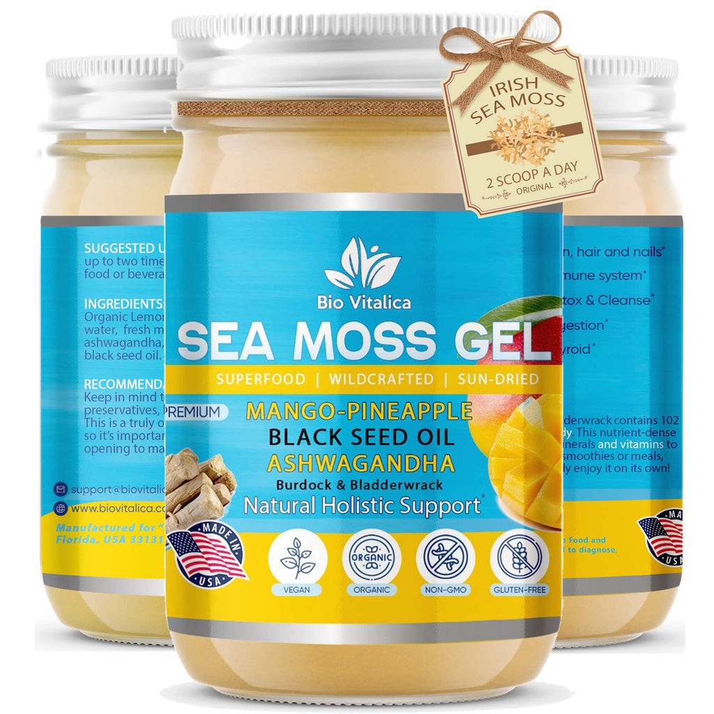 Mango-Pineapple Sea Moss Gel Black Seed Oil & Ashwagandha