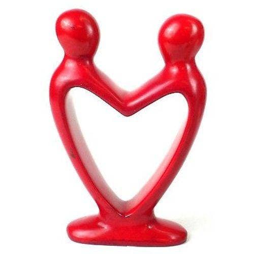 Lover's Heart Soapstone Sculptures - Red Finish