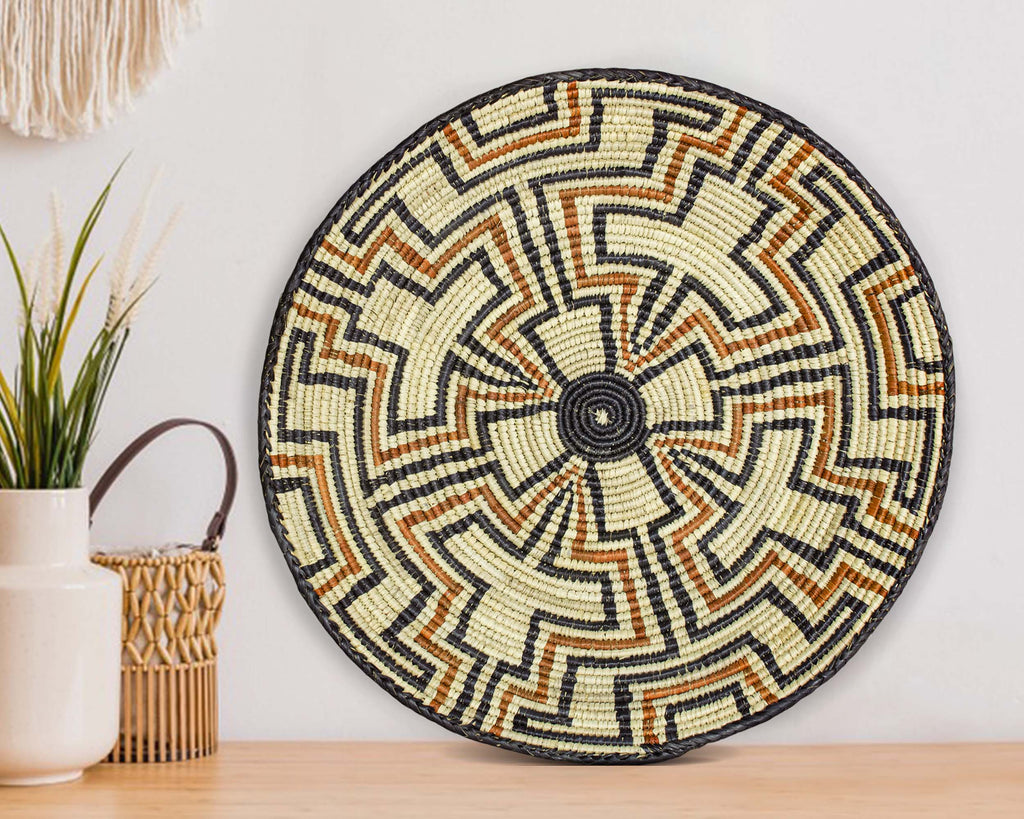 14" Handwoven Arrow Point Bowl for Wall Basket Decor