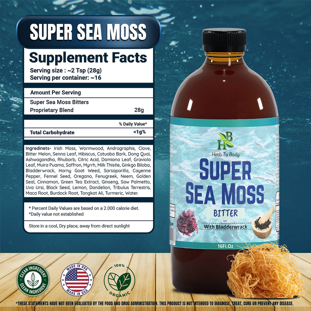 Super Sea Moss Bitter - 16oz | Eco-Conscious Herbal Tonic