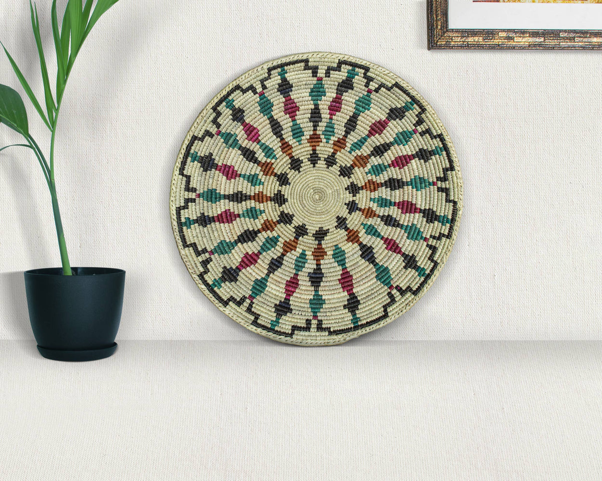 14" Handwoven Dancing Arrows Bowl for Wall Basket Decor