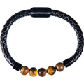 Vegan Leather Braided Bracelet w/ Magnetic Clasp - Tiger