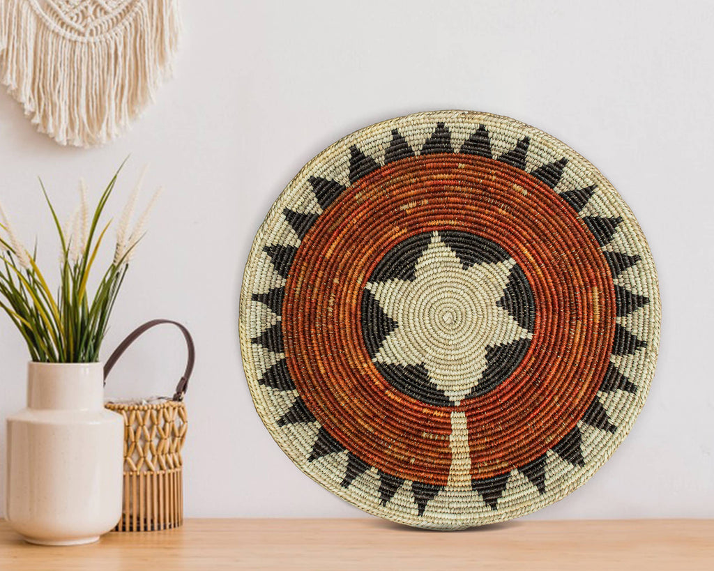 14" Handwoven Broad Band Star Bowl for Wall Basket Decor