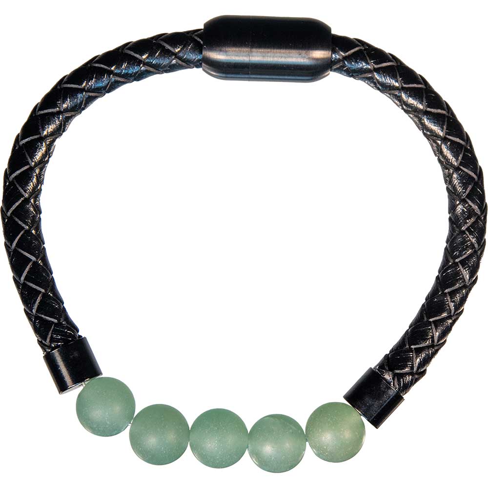 Vegan Leather Braided Bracelet w/ Magnetic Clasp - Green