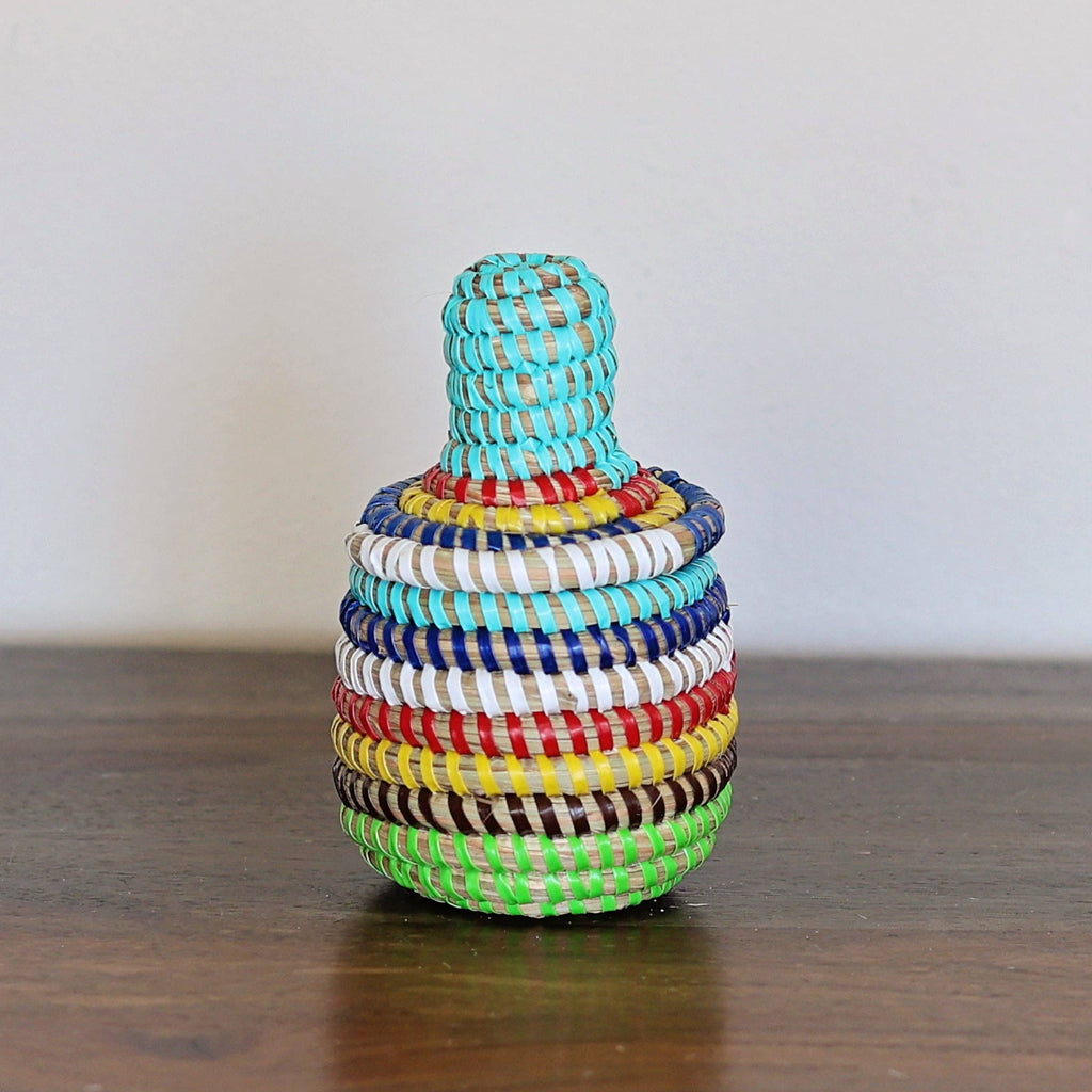 Mini Lidded Sweetgrass Basket, Assorted - Set of 6