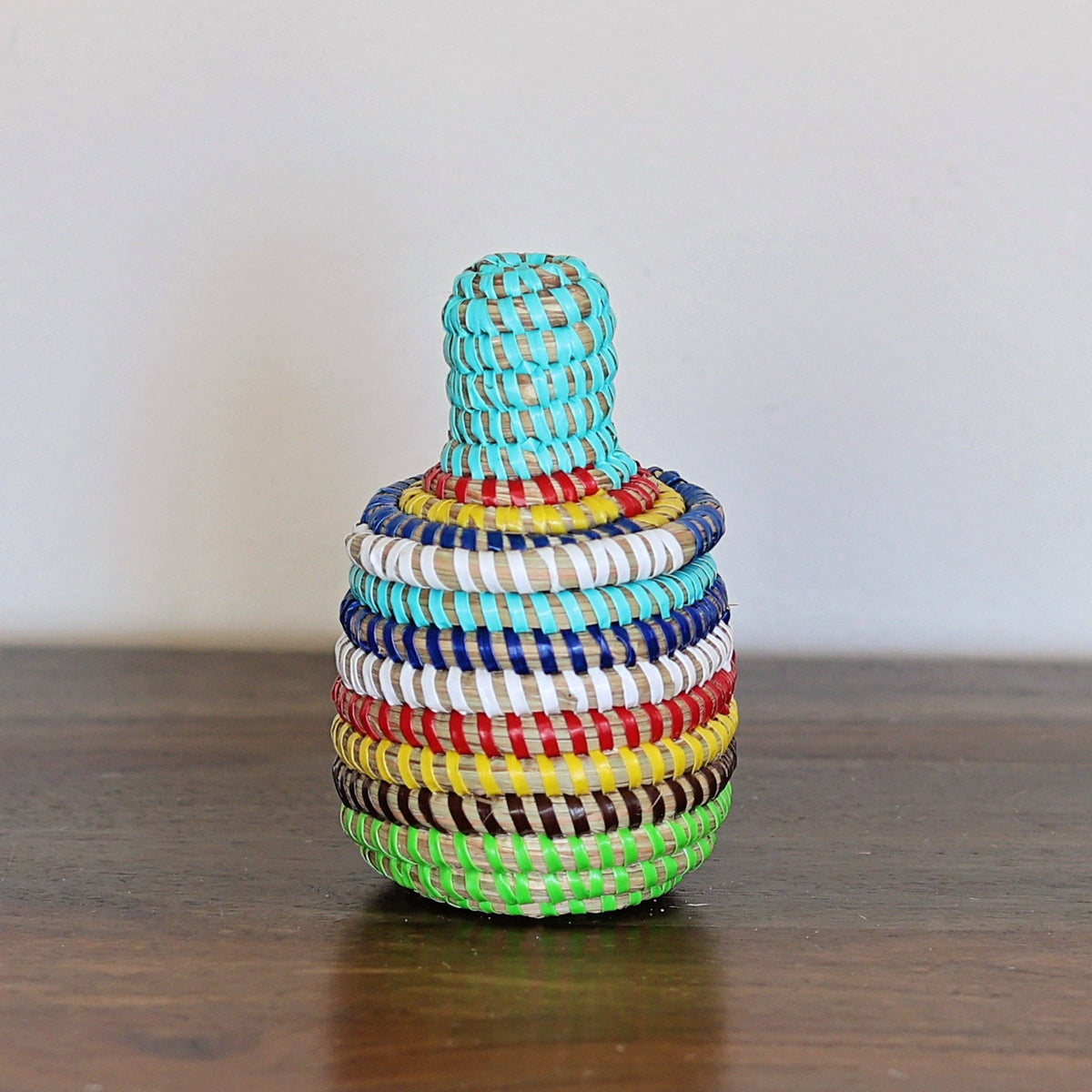 Mini Lidded Sweetgrass Basket, Assorted - Set of 6