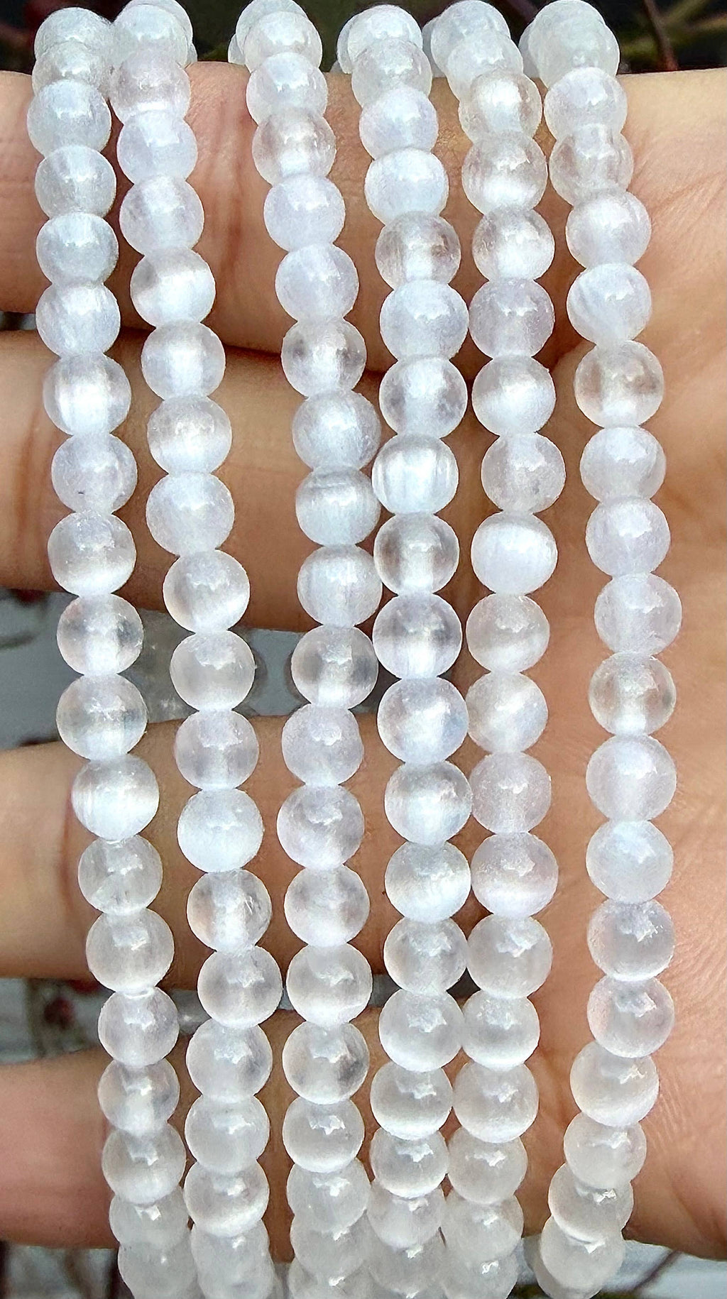 4mm Natural Selenite Crystal Healing Stretch Bracelet 7.5"
