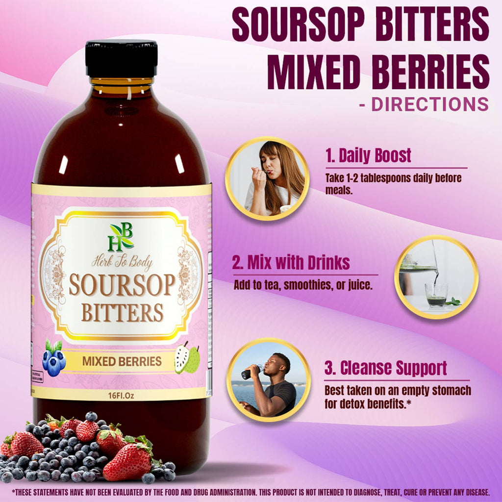 Soursop Bitters Mixed Berries 16oz | Immune & Gut Support