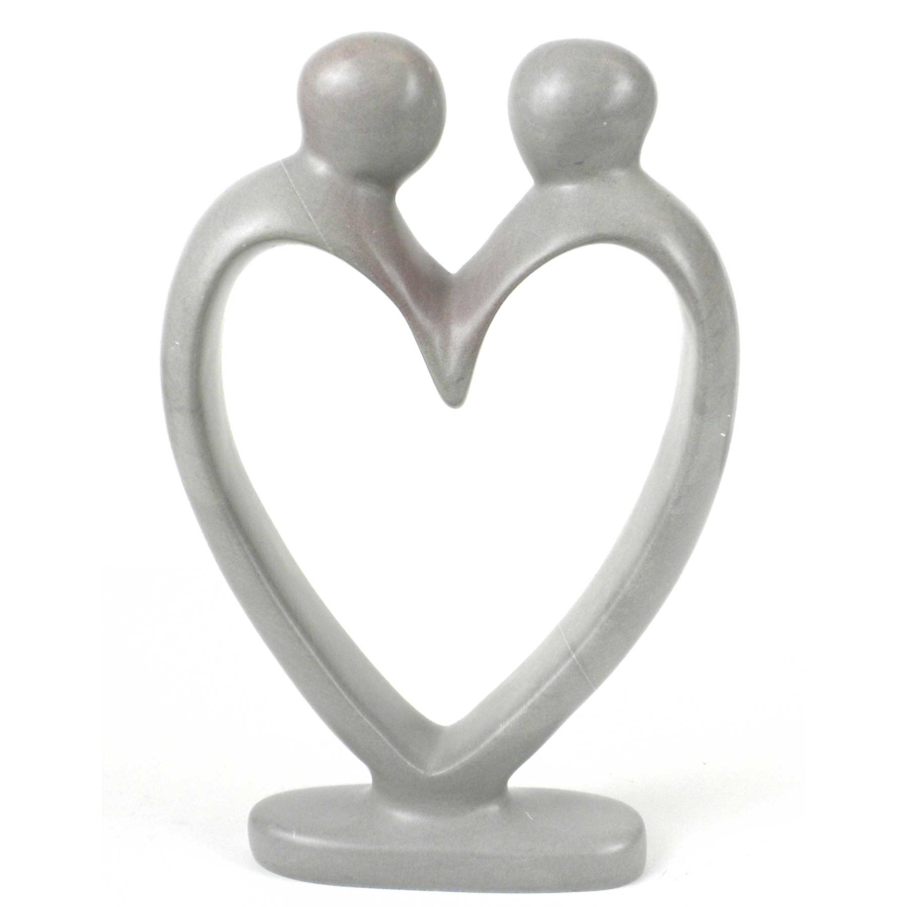 Lover's Heart Soapstone Sculptures - Natural Stone