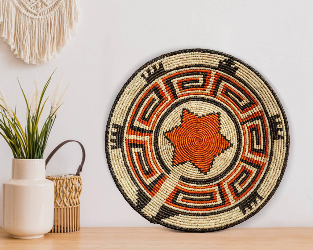 14" Handwoven Rising Star Bowl for Wall Basket Decor
