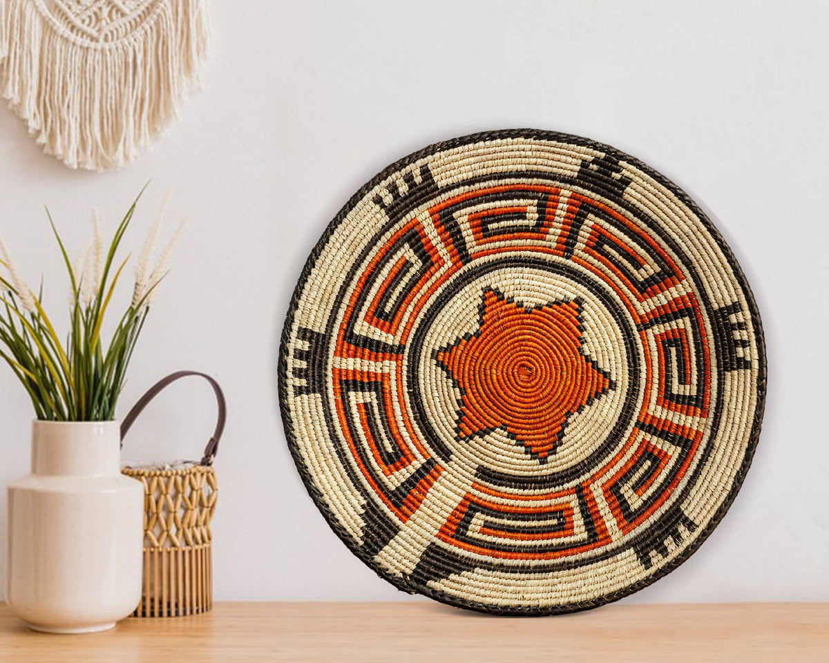 14" Handwoven Rising Star Bowl for Wall Basket Decor
