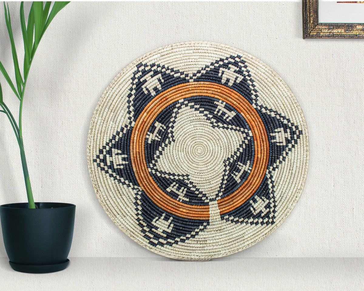 14" Handwoven Navajo Mesa Bowl for Wall Basket Decor