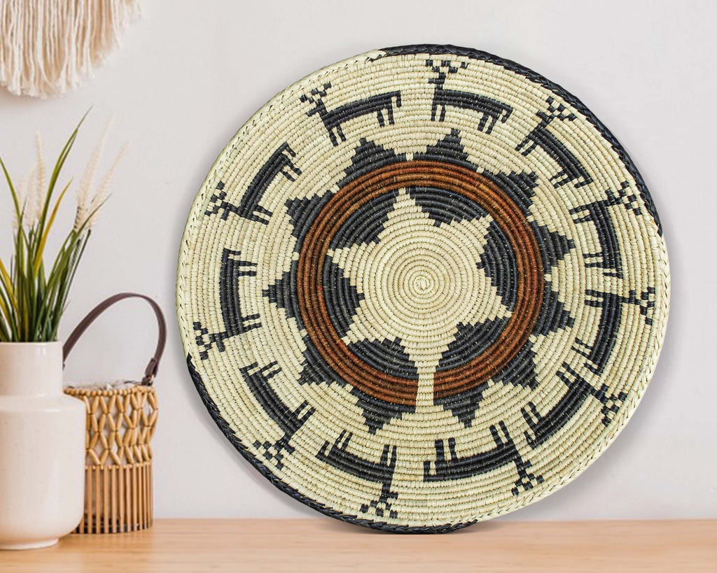 14" Handwoven Deers Bowl for Wall Basket Decor