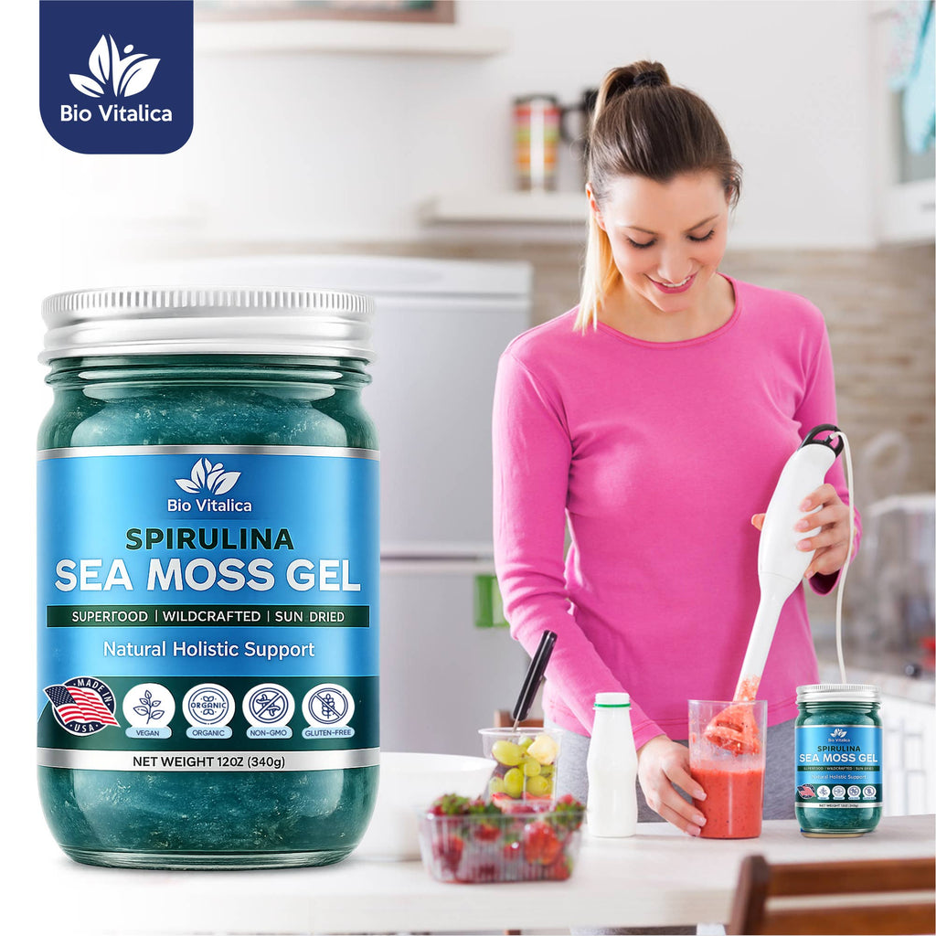 Sea Moss Gel Blue Spirulina Flavor – Wildcrafted, Sun-Dried