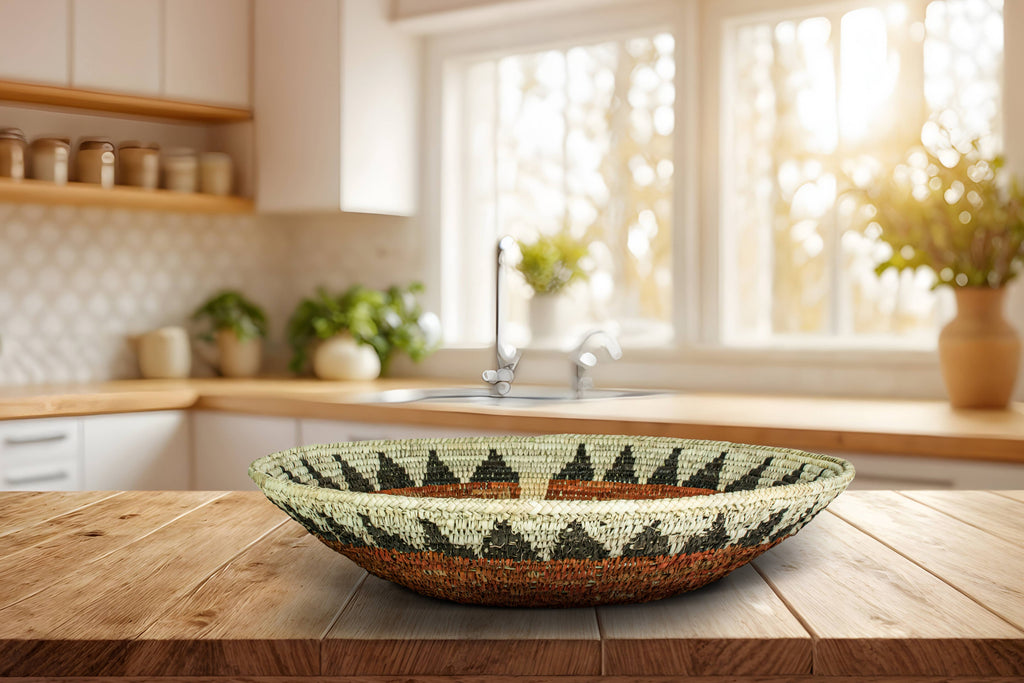 14" Handwoven Broad Band Star Bowl for Wall Basket Decor