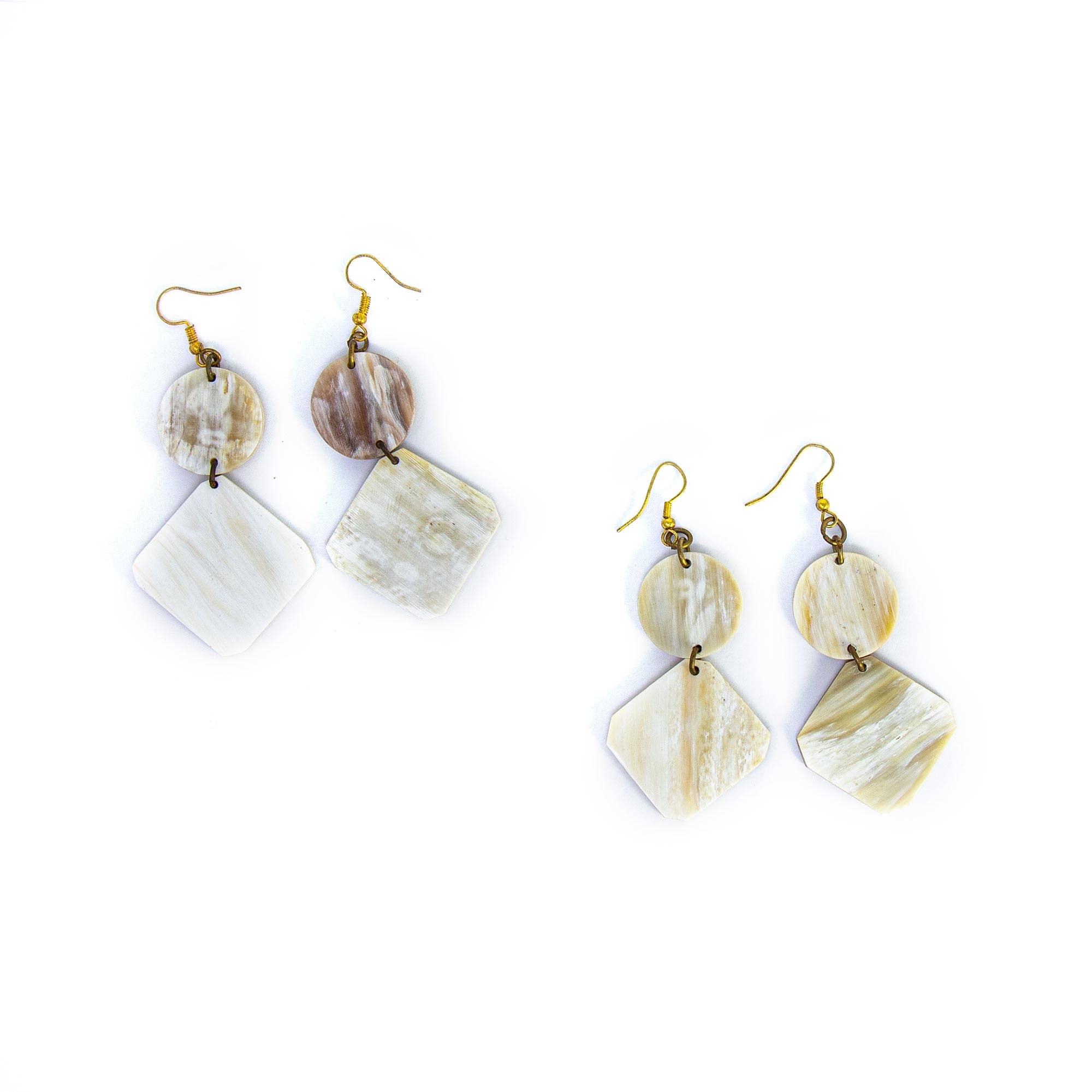 Circle & Diamond Dangle Horn Earrings