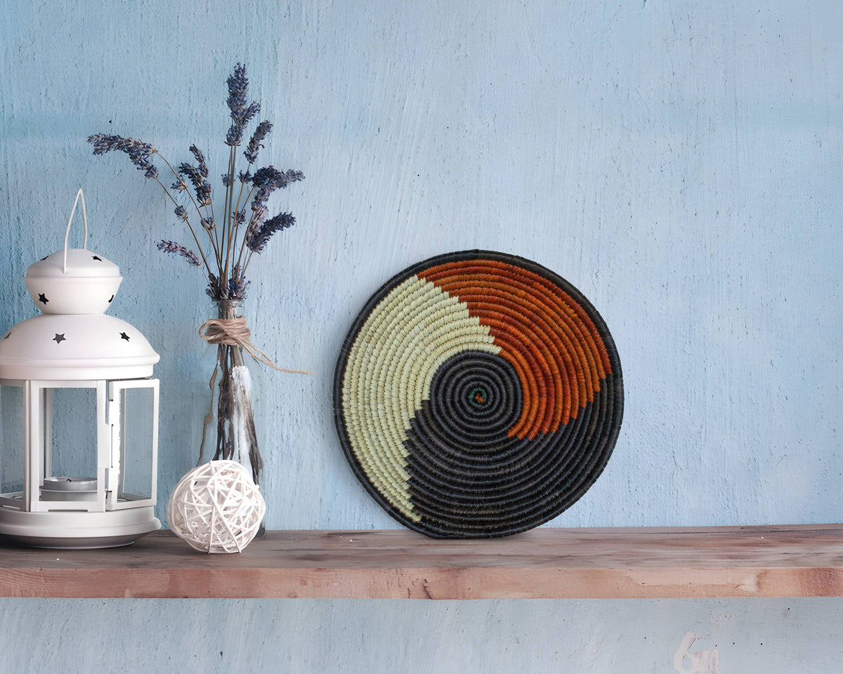 7” Handwoven Boho Bowl Basket - Organizer Basket