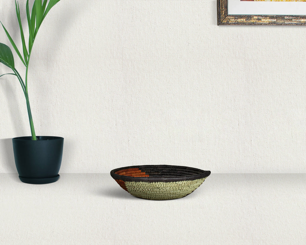 7” Handwoven Boho Bowl Basket - Organizer Basket