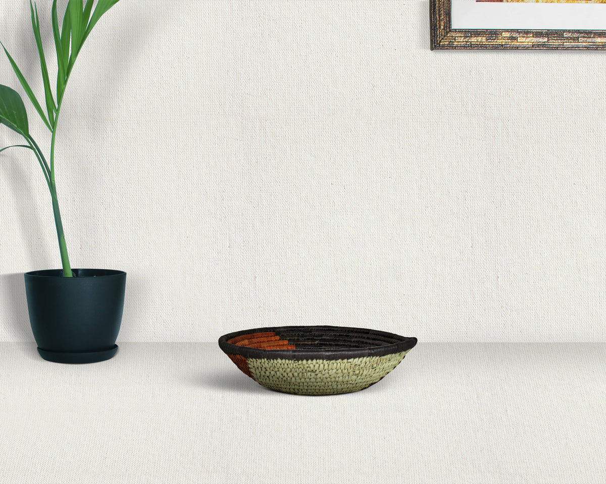 7” Handwoven Boho Bowl Basket - Organizer Basket