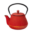 Red Chevron Design 32oz Cast Iron Tea Pot (1/8)