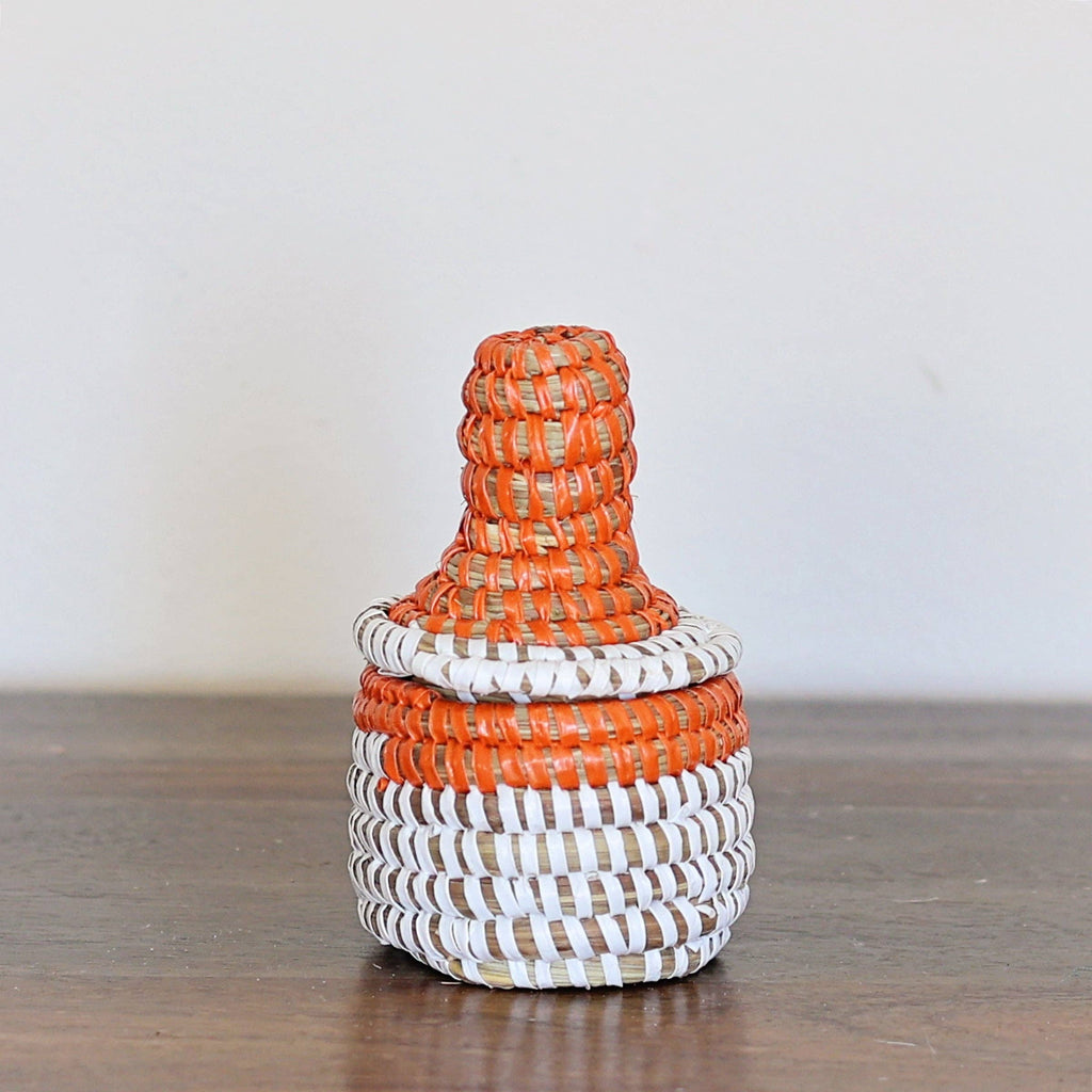 Mini Lidded Sweetgrass Basket, Assorted - Set of 6