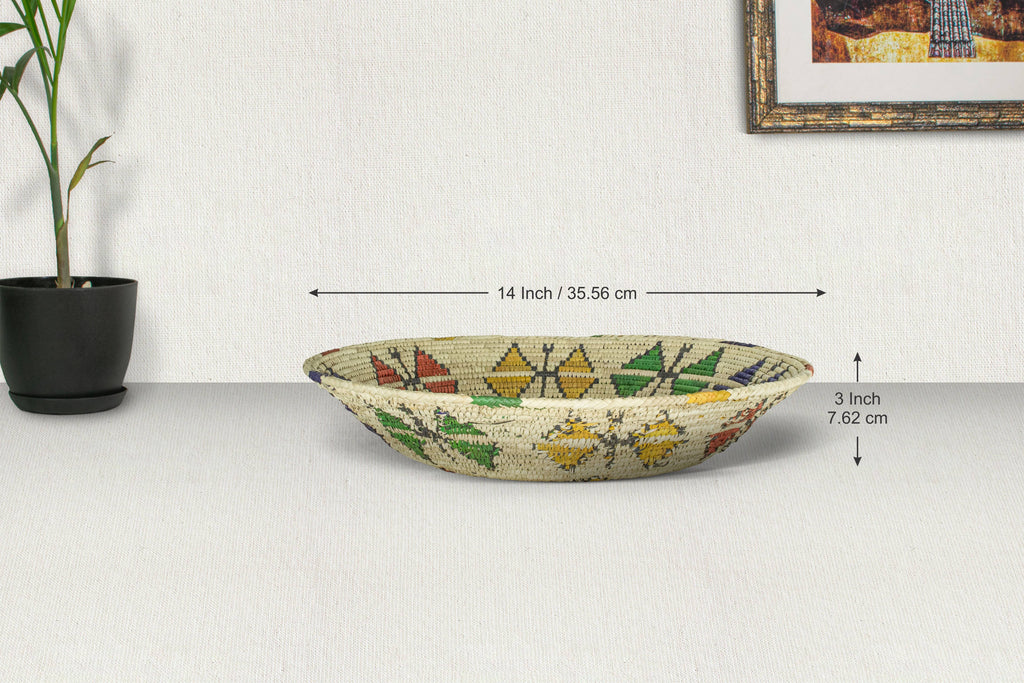 14" Handwoven Butterflies Orbit Bowl for Wall Basket Decor