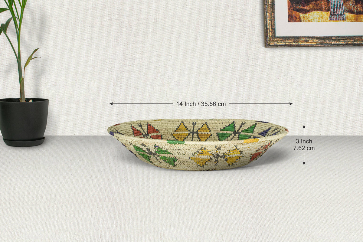 14" Handwoven Butterflies Orbit Bowl for Wall Basket Decor