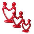 Lover's Heart Soapstone Sculptures - Red Finish
