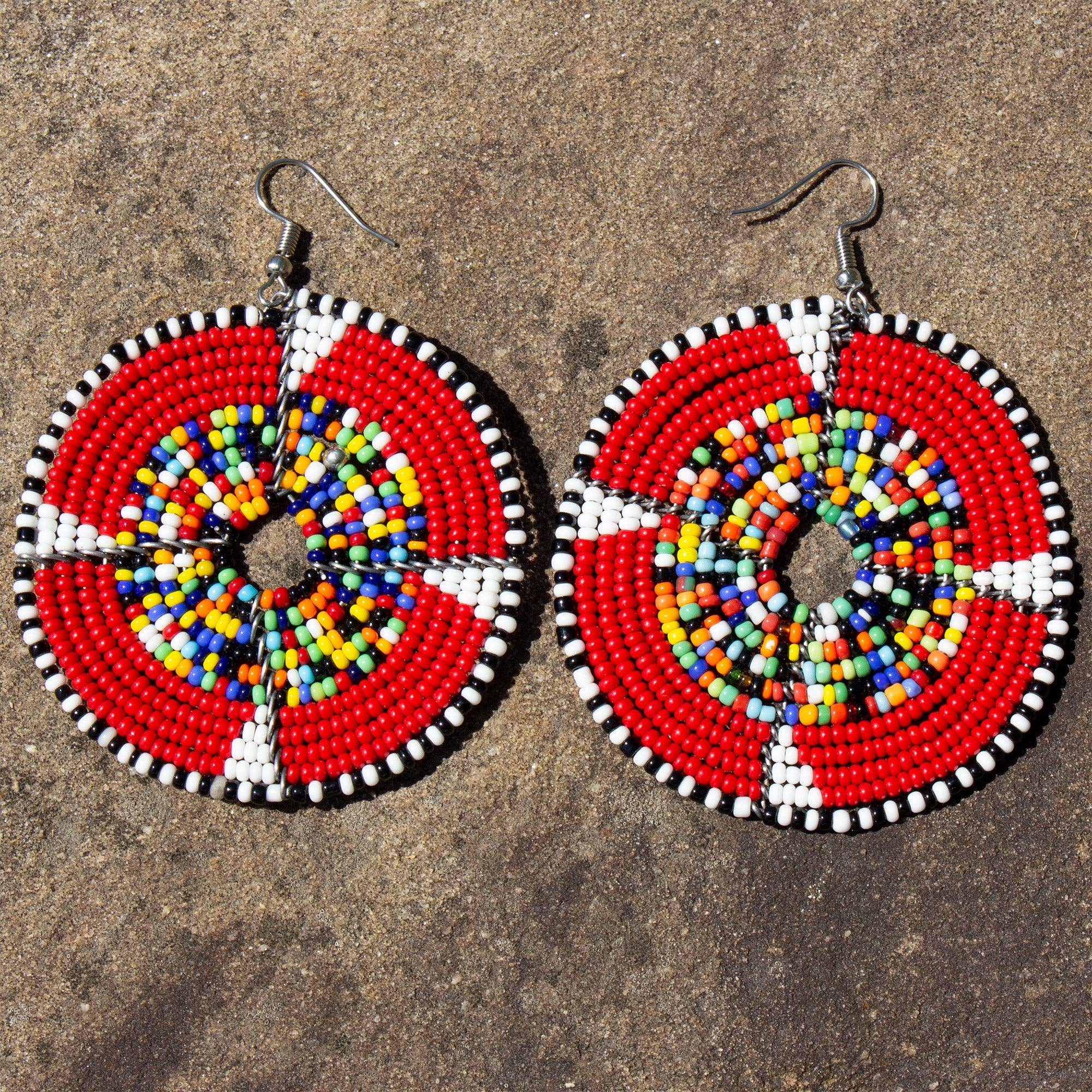 Maasai Bead Multicolor Circle Earrings
