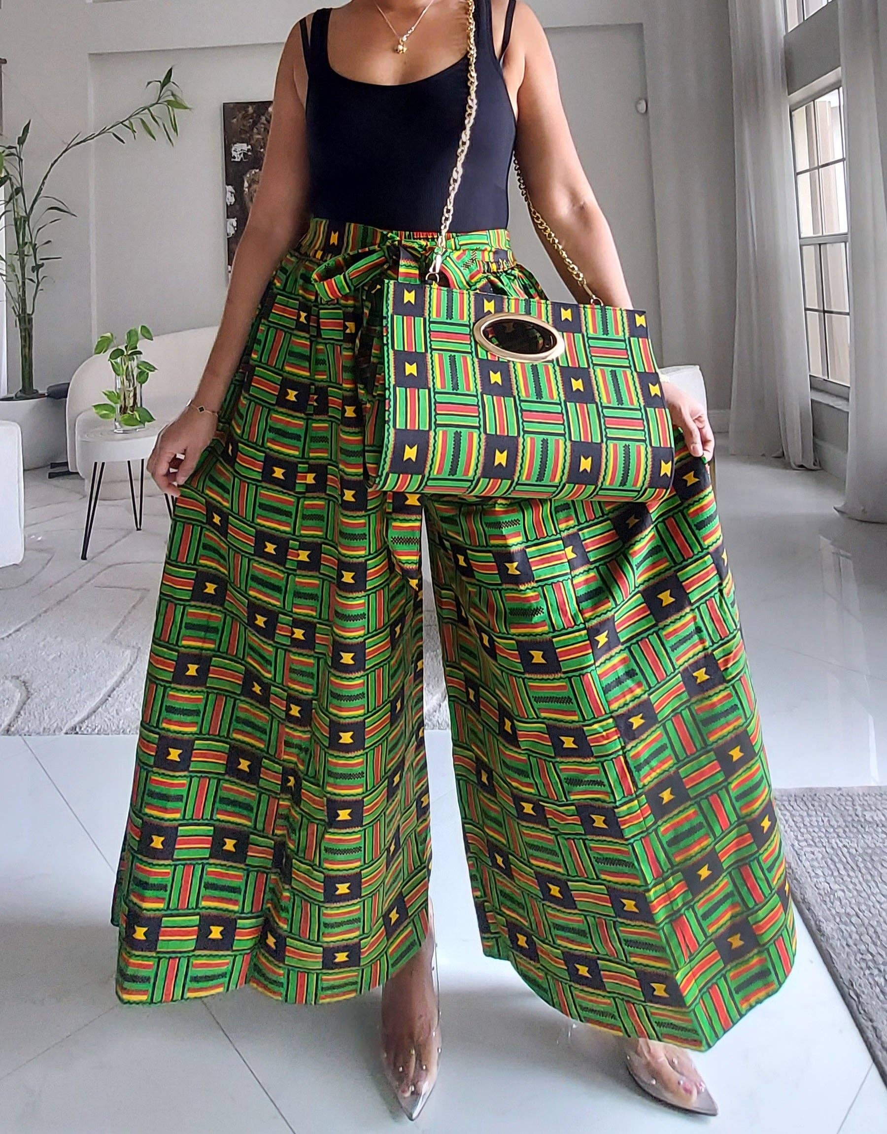 5-Piece African Ankara Pant Set Heratige Kente Mix - 019-PS14F