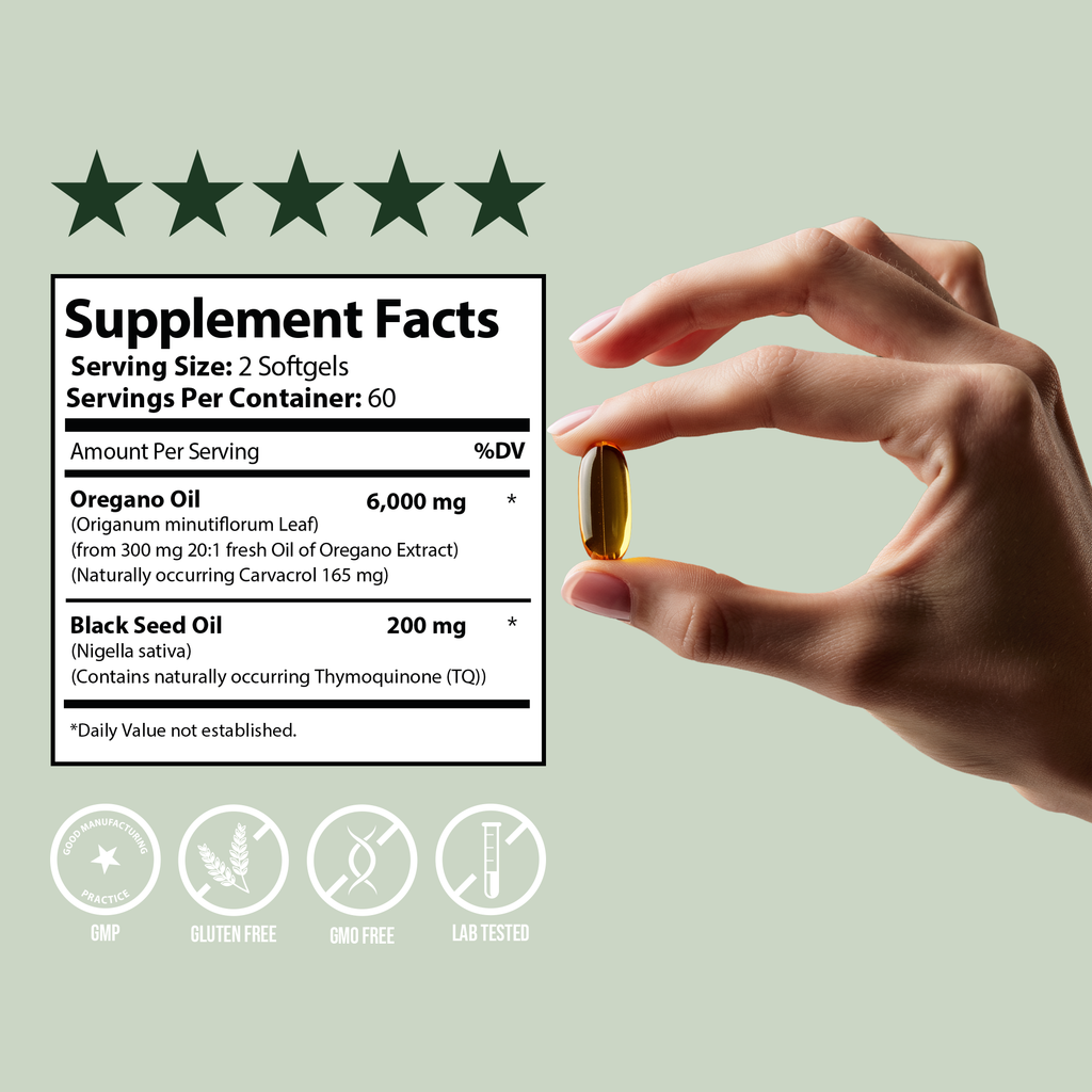 SANURA WELL Oregano Oil with Black Seed Oil Softgel 6200 mg