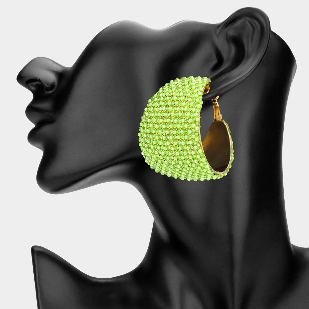 Oversized Wide Bling Studded Hoop Earrings