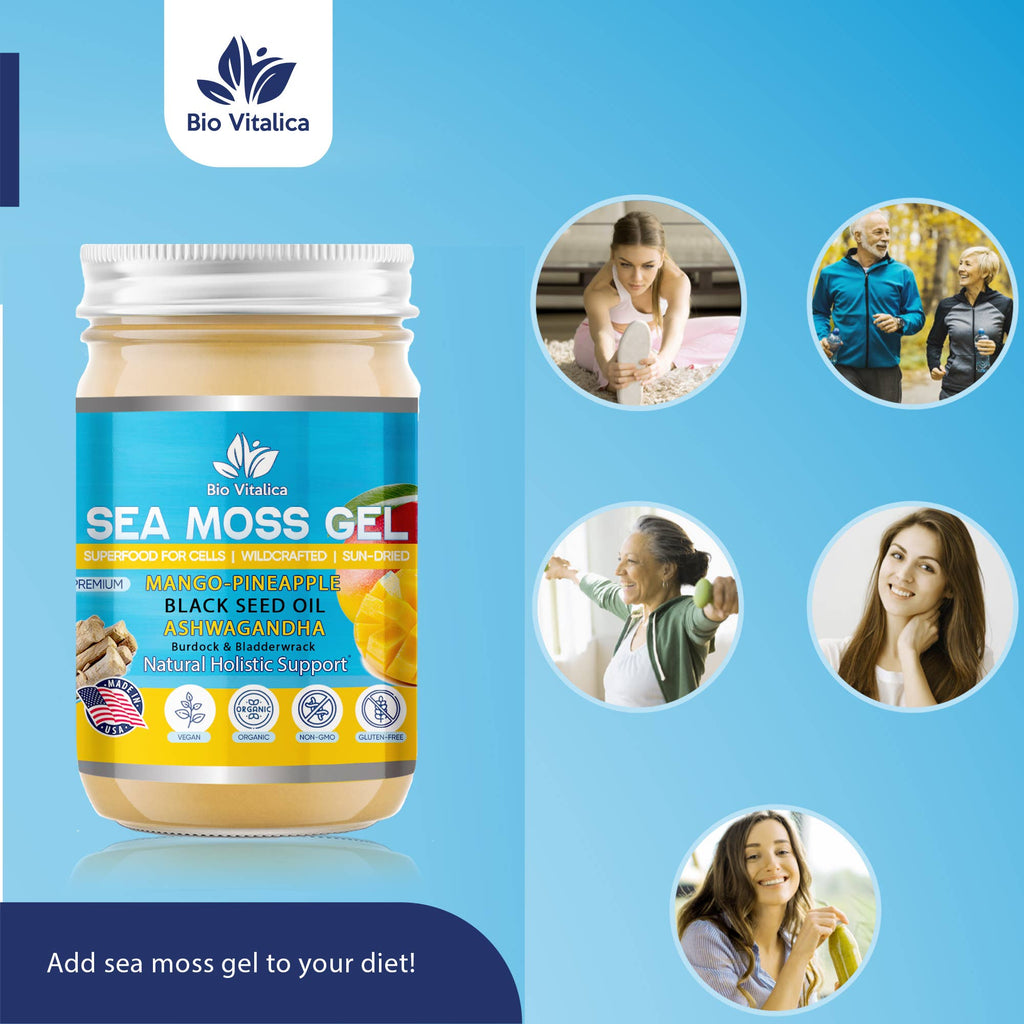 Mango-Pineapple Sea Moss Gel Black Seed Oil & Ashwagandha