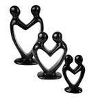 Lover's Heart Soapstone Sculptures - Black Finish