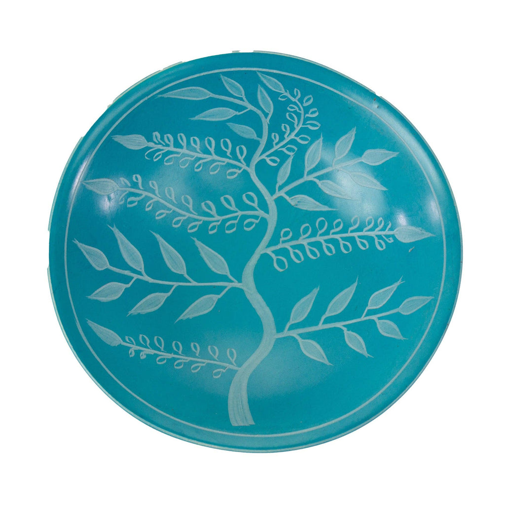 Painted Soapstone Carved Dish, Turquoise Etching