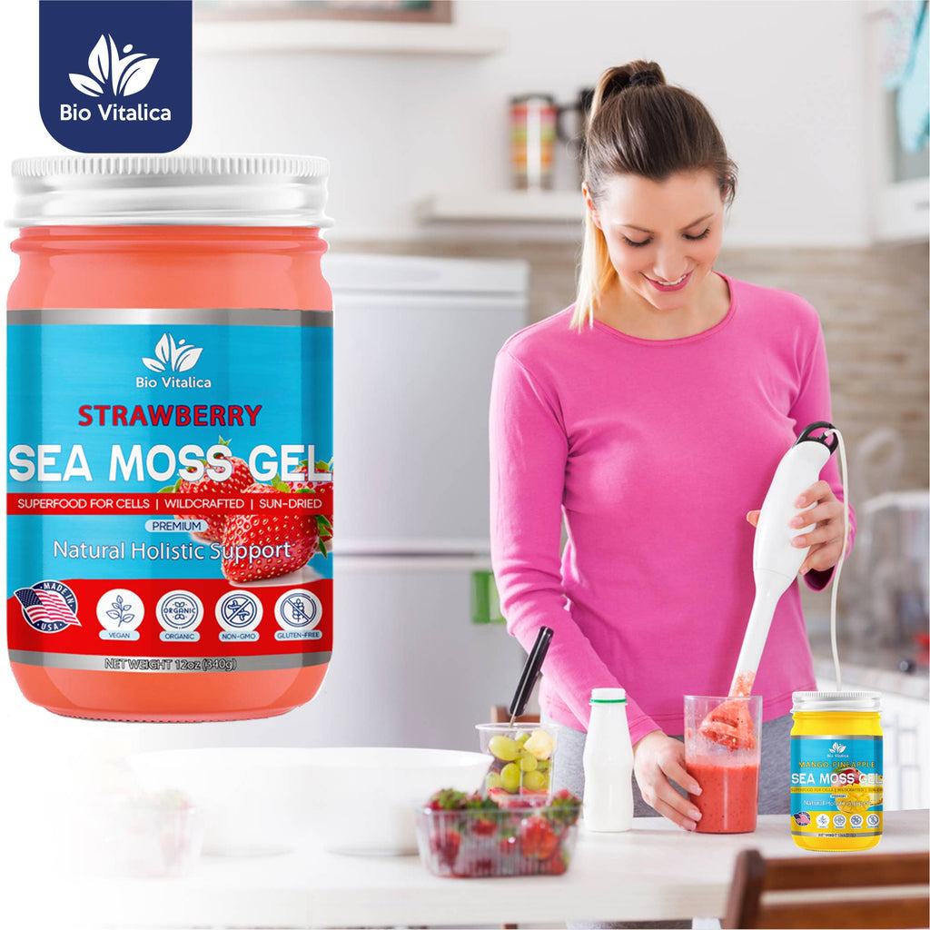 Sea Moss Gel Strawberry Flavor – Wildcrafted, Sun-Dried