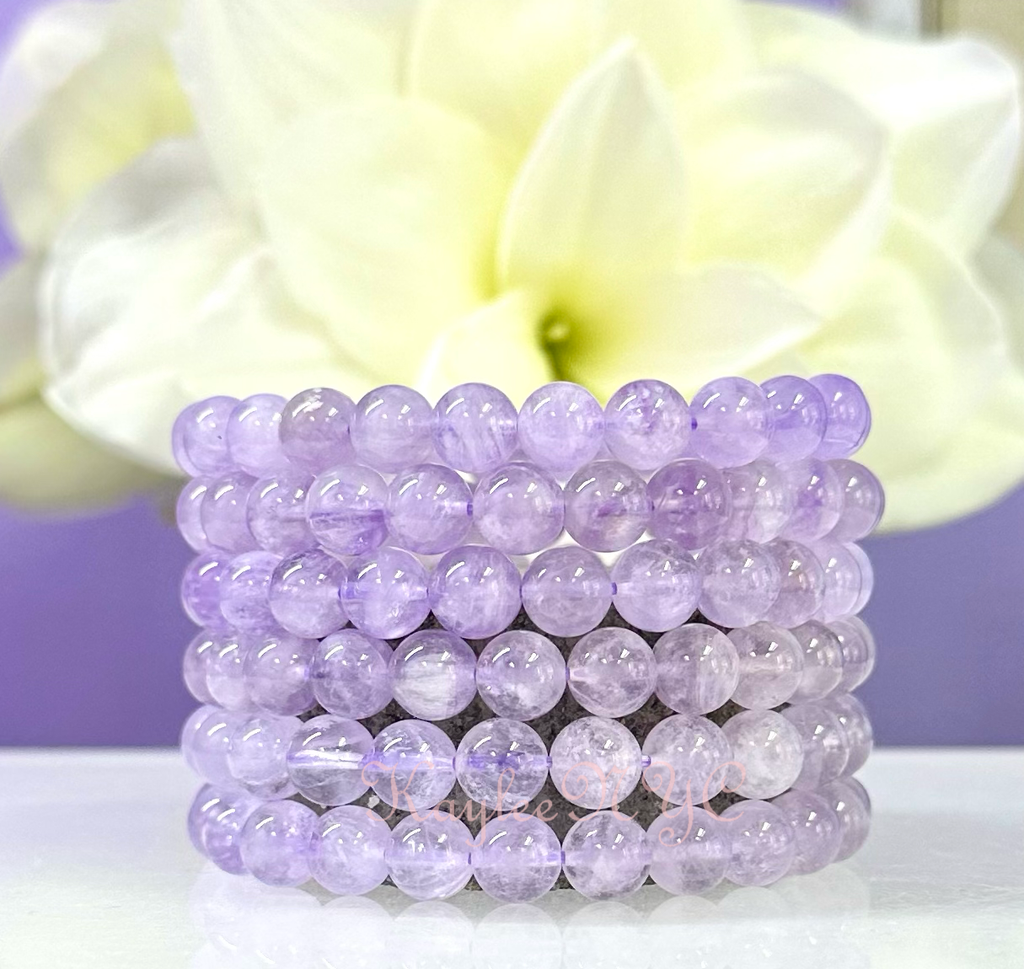 Natural Lavender Amethyst 8mm Crystal Stretch Bracelet 7.5"